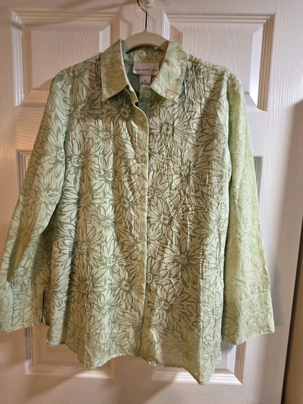 Susan Graver Style Floral Button-Down Shirt and Tank Top Set, Size XS